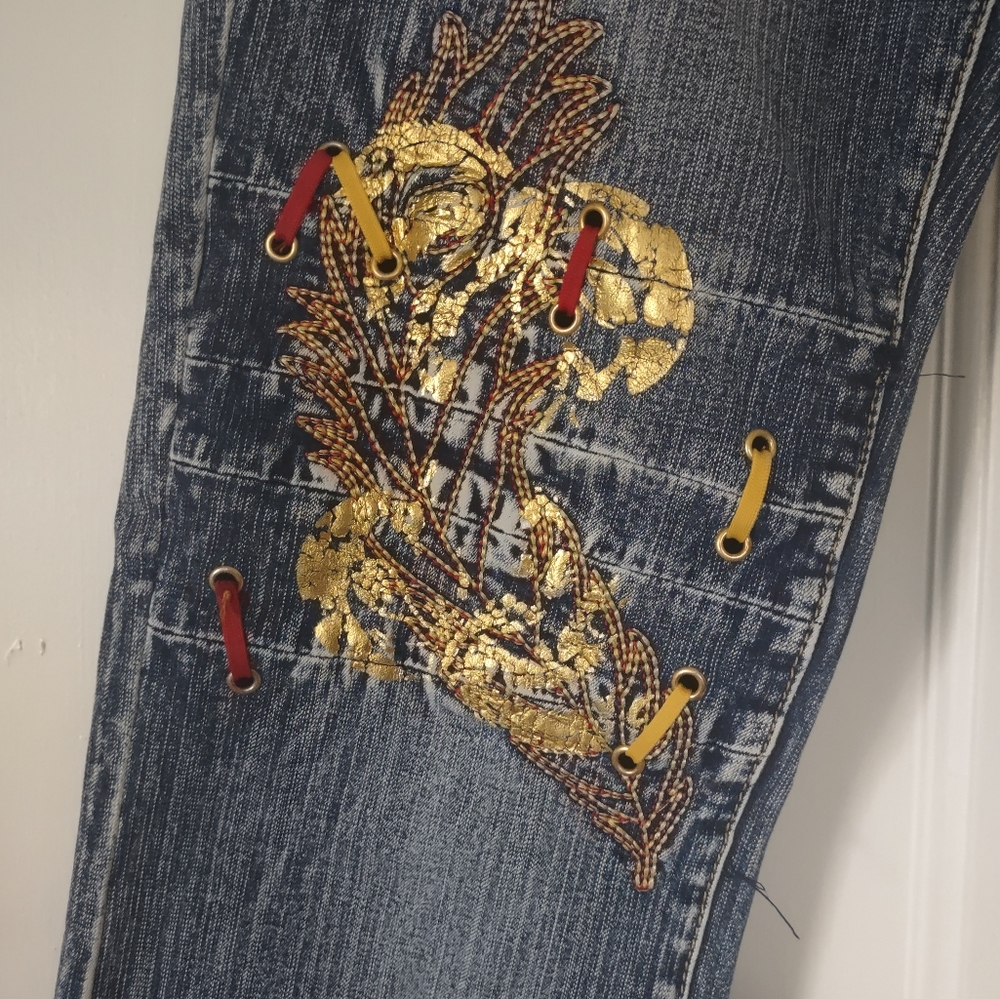 Pepe Jeans, blue, red and gold details, size M,